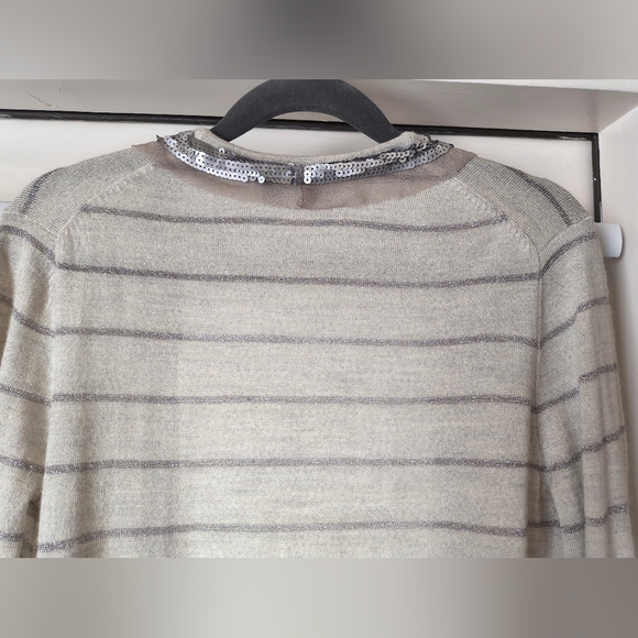 Ann Taylor LOFT Cardigan Gray Sequin Size Medium M - Picture 5 of 15